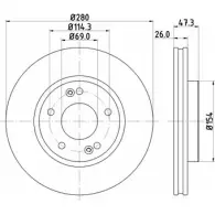 Тормозной диск HELLA PAGID Kia Sportage E28I5O 5 4339 8DD 355 111-411