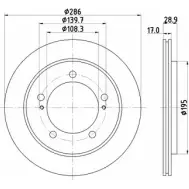 Тормозной диск HELLA PAGID 35P0M 8DD 355 111-791 Suzuki Grand Vitara (FT, HT) 1 Кроссовер 1.6 4x4 (SQ 416) 94 л.с. 1998 – 2003 543 68