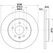 Тормозной диск HELLA PAGID 543 70PRO 8DD 355 111-811 Seat Exeo (3R2) 1 Седан 2.0 TFSI 214 л.с. 2009 – 2025 OOZYM