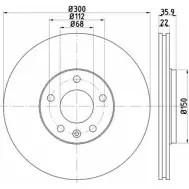 Тормозной диск HELLA PAGID 8DD 355 111-831 Z3NH1F Audi A4 (B6) 2 Седан 2.7 S4 Quattro 254 л.с. 2002 – 2002 54371PR O