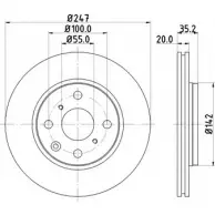 Тормозной диск HELLA PAGID 54 419 Toyota Aygo (AB40) 2 Хэтчбек 8DD 355 112-301 RGTAU