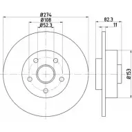 Тормозной диск HELLA PAGID DTP1W 8DD 355 112-351 Renault Laguna (KG) 2 Универсал 1.6 Bifuel 107 л.с. 2005 – 2007 5 4422