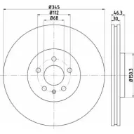 Тормозной диск HELLA PAGID JBGVV Audi A4 (B6) 2 Седан 2.7 S4 Quattro 254 л.с. 2002 – 2002 8DD 355 112-381 5 4439PRO