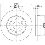 Тормозной диск HELLA PAGID 3723363 8DD 355 112-451 54 445 L1ZL1RA