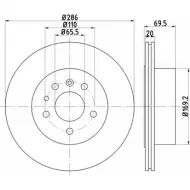 Тормозной диск HELLA PAGID C6DH1F 3723367 544 49 8DD 355 112-491