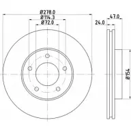 Тормозной диск HELLA PAGID 8DD 355 112-731 KDHSK 54465P RO Ford Escape 1 (CD2, U204) Кроссовер 2.0 Zetec 124 л.с. 2001 – 2004