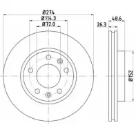 Тормозной диск HELLA PAGID 3723395 544 69 GR5ATPJ 8DD 355 112-771