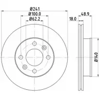 Тормозной диск HELLA PAGID 5447 1 8DD 355 112-791 Hyundai i10 (PA) 1 Хэтчбек 1.2 Kappa 80 л.с. 2007 – 2013 756H8