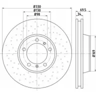 Тормозной диск HELLA PAGID 8DD 355 113-111 Porsche 911 (997) 4 Купе 3.6 Turbo 420 л.с. 2006 – 2009 S46IE9 5449 9