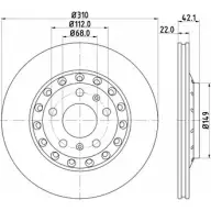 Тормозной диск HELLA PAGID 54 523 8DD 355 113-331 ICLOG Audi A8 (D3) 2 Седан 4.2 Quattro 340 л.с. 2006 – 2010