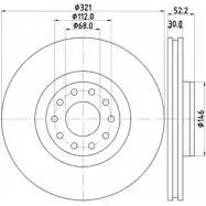 Тормозной диск HELLA PAGID 8DD 355 113-501 Audi A6 (C5) 2 Седан 2.8 Quattro 203 л.с. 1997 – 1998 CXGIPLA 5 4547PRO