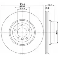 Тормозной диск HELLA PAGID 54 553 8BH7W1X 3723470 8DD 355 113-521