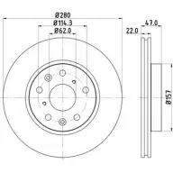 Тормозной диск HELLA PAGID Suzuki SX4 ZMGE8 5 4566 8DD 355 113-631