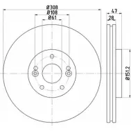 Тормозной диск HELLA PAGID HYBGYBY 3723492 5457 7 8DD 355 113-741