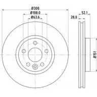 Тормозной диск HELLA PAGID 8DD 355 113-821 LSTSMG Volvo V70 3 (135) 2008 – 2016 545 92