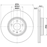 Тормозной диск HELLA PAGID Audi A4 (B8) 4 2008 – 2015 VK7YFRB 54599PR O 8DD 355 113-881