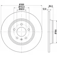 Тормозной диск HELLA PAGID KSQBWC Audi A4 (B8) 4 2008 – 2015 8DD 355 113-921 5 4601