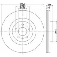 Тормозной диск HELLA PAGID 8DD 355 113-941 C9GMEN 5460 2 Audi A5 (8T3) 1 Купе 4.2 S5 Quattro 344 л.с. 2007 – 2012