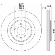 Тормозной диск HELLA PAGID 8DD 355 113-971 Audi A4 (B8) 4 2008 – 2015 UU74MC8 54603PR O