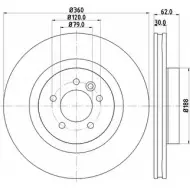 Тормозной диск HELLA PAGID B4CVJM1 Land Rover Range Rover Sport 8DD 355 114-061 5 4620