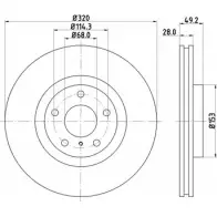 Тормозной диск HELLA PAGID Infiniti EX (J50) 1 Хэтчбек 2.5 25 235 л.с. 2010 – 2013 05CMJ 8DD 355 114-101 5462 4