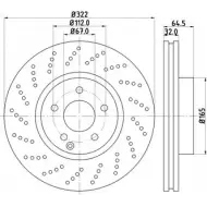 Тормозной диск HELLA PAGID 8DD 355 114-231 Mercedes E-Class (C207) 4 Купе 3.0 E 400 4 matic 333 л.с. 2014 – 2024 5 4634 MFQ0YS