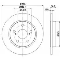 Тормозной диск HELLA PAGID 5464 0 8AI7PX Toyota Auris (E180) 2 Универсал 1.4 D 4D (NDE180) 90 л.с. 2013 – 2024 8DD 355 114-291