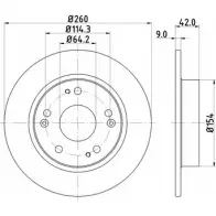 Тормозной диск HELLA PAGID 546 43 Honda Civic 8 (FD, FA) Седан 2.0 200 л.с. 2007 – 2011 8DD 355 114-321 RO1WUNP