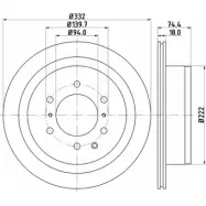 Тормозной диск HELLA PAGID Mitsubishi Pajero 4 (V8, V9) Внедорожник 3.5 4WD 200 л.с. 2013 – 2025 546 73 2PKRITE 8DD 355 114-591