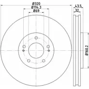 Тормозной диск HELLA PAGID 54699PR O Mitsubishi Lancer 9 (CS3A) Седан 2.0 EVO Ix (CT9A) 280 л.с. 2005 – 2007 8DD 355 114-841 5OARPAD