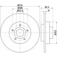 Тормозной диск HELLA PAGID 8DD 355 114-971 54714 PRO SY343 Renault Laguna (KG) 2 Универсал 1.6 Bifuel 107 л.с. 2005 – 2007