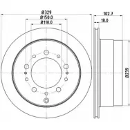 Тормозной диск HELLA PAGID 8DD 355 115-061 Lexus LX (J100) 2 Внедорожник 4.7 470 (UZJ100) 275 л.с. 2002 – 2008 54728PR O WDH56