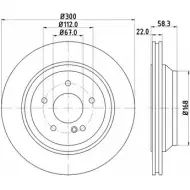 Тормозной диск HELLA PAGID 8DD 355 115-391 FNT54 Mercedes S-Class (W221) 3 Седан 3.0 S 280 (2254) 231 л.с. 2006 – 2013 54763P RO