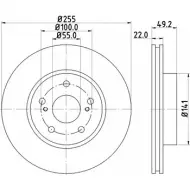 Тормозной диск HELLA PAGID 5 4795PRO XPXLKYJ 8DD 355 115-691 Toyota Prius