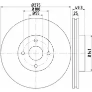 Тормозной диск HELLA PAGID 9SAUHPY 54 803PRO 8DD 355 115-741 Toyota Corolla Verso (E120) 2 Минивэн 1.8 125 л.с. 2001 – 2004