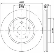 Тормозной диск HELLA PAGID 54845P RO 8DD 355 115-921 SHH92E Jeep Commander (XK, XH) 1 Внедорожник 3.0 CRD 4x4 218 л.с. 2006 – 2010