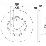 Тормозной диск HELLA PAGID 5 4854PRO 8DD 355 115-981 Lexus RX (XU10) 1 1998 – 2003 KZM2TZ