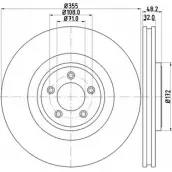 Тормозной диск HELLA PAGID Jaguar XF (X250) 1 Седан 4.2 396 л.с. 2008 – 2009 8DD 355 116-011 54 863PRO GDX5QH7