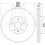 Тормозной диск HELLA PAGID 5487 1PRO Opel Insignia E645EMR 8DD 355 116-051