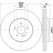 Тормозной диск HELLA PAGID 8DD 355 116-291 Mercedes S-Class (W220) 2 Седан 6.0 S 65 AMG (2279) 612 л.с. 2004 – 2005 54980 PRO F1G6D