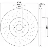 Тормозной диск HELLA PAGID Lexus IS (XE20) 2 Седан 5.0 IS F (USE20) 423 л.с. 2007 – 2013 8DD 355 116-391 54997P RO 37596MF