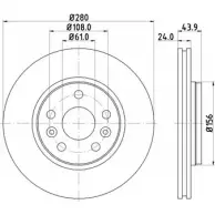 Тормозной диск HELLA PAGID 3723759 8DD 355 116-451 550 24 MZP48YD