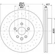 Тормозной диск HELLA PAGID 8DD 355 116-511 GLXDV Lexus IS (XE20) 2 Седан 5.0 IS F (USE20) 423 л.с. 2007 – 2013 550 42PRO