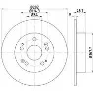 Тормозной диск HELLA PAGID Honda Accord 9 (CR) Седан 3.5 282 л.с. 2012 – 2024 8DD 355 116-521 AK8PYA 5504 3