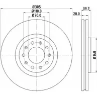 Тормозной диск HELLA PAGID Dodge Dart 5 5208 8DD 355 116-641 0WNQFV