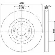 Тормозной диск HELLA PAGID 5521 7 XMS18K 8DD 355 116-731 Hyundai ix55 (EN) 1 Кроссовер 3.8 V6 4WD 271 л.с. 2008 – 2025