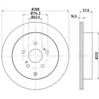 Тормозной диск HELLA PAGID HZCKM Suzuki Grand Vitara (JT, TE, TD) 2 Кроссовер 3.2 AWD (JB632) 224 л.с. 2008 – 2015 552 22 8DD 355 116-781