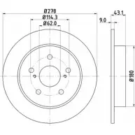 Тормозной диск HELLA PAGID 8DD 355 116-791 Q7FTMTJ Suzuki SX4 552 23