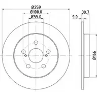 Тормозной диск HELLA PAGID D1E7IG Toyota Prius 8DD 355 116-901 55240PR O