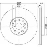 Тормозной диск HELLA PAGID 55243PR O 8DD 355 116-921 V9SEX Lexus LS (XF40) 4 Седан 4.6 460 AWD 367 л.с. 2008 – 2024